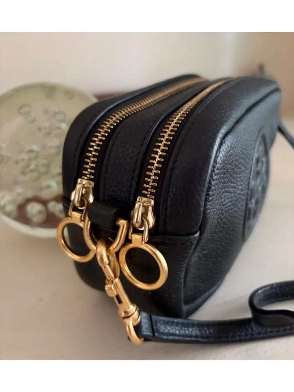 Tory Burch Perry Bombe Black Crossbody Camera Handbag